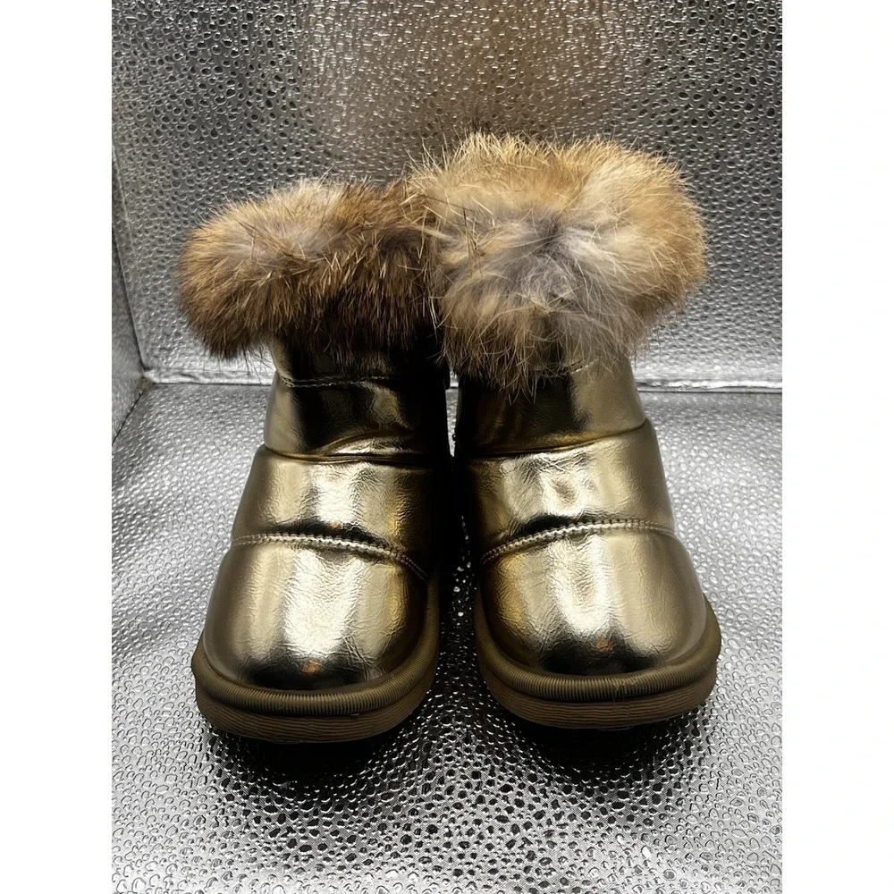 Kids Warm Comfy Girls Faux Fur Snow Boots Ankle Indoor Outdoor Winter Boots